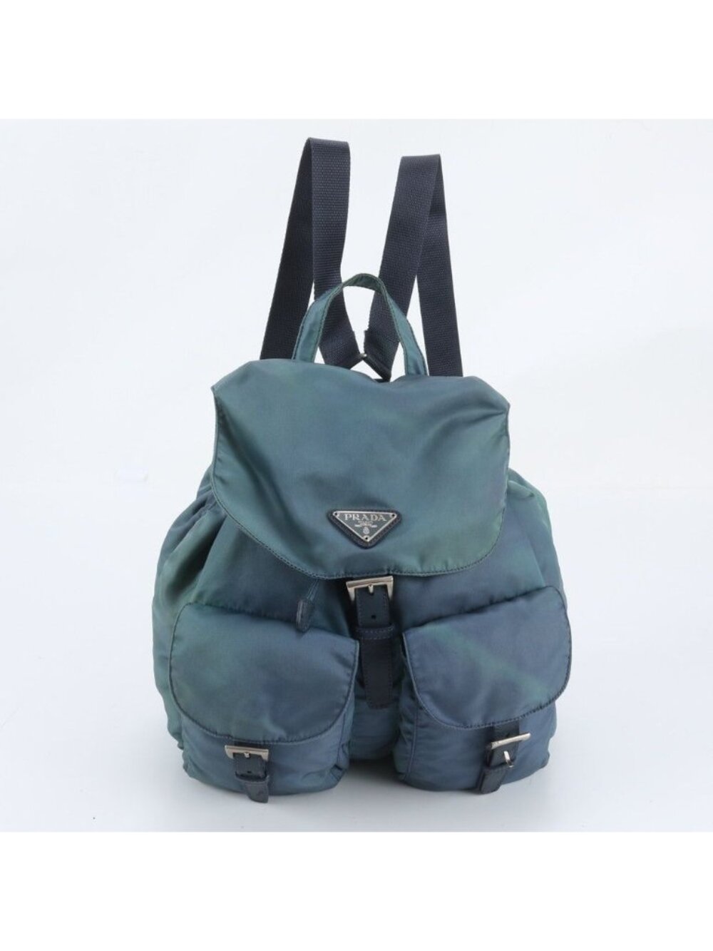 Prada Tessuto Nylon Triangle Logo Leather Backpack Shoulder Bag